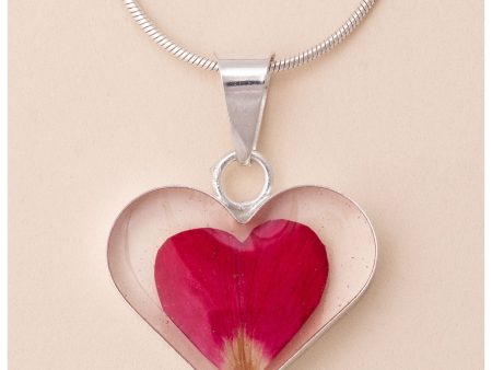 Real Flowers & Sterling Heart Petal Necklace For Discount