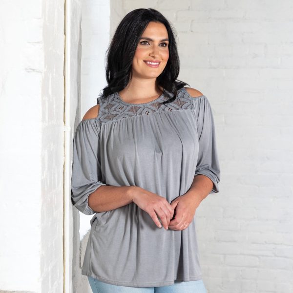 Cold Shoulder Juliet Sleeve Top Hot on Sale