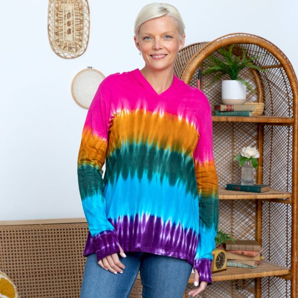 Rainbow Tie-Dye Hooded Tunic Discount