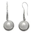 White Camellia Cultured Mabe Pearl Dangle Earrings from Bali Hot on Sale