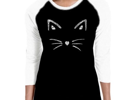 Whiskers  - Women s Raglan Baseball Word Art T-Shirt Fashion