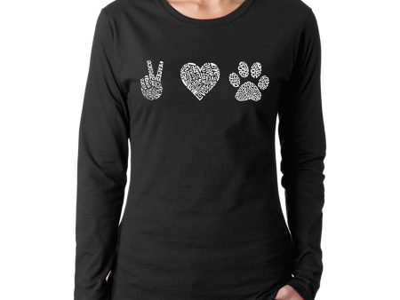 Peace Love Dogs  - Women s Word Art Long Sleeve T-Shirt Online Sale