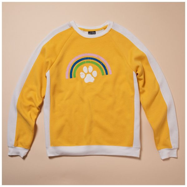 Rainbow & Paw Color-Block Crewneck Sweatshirt Cheap