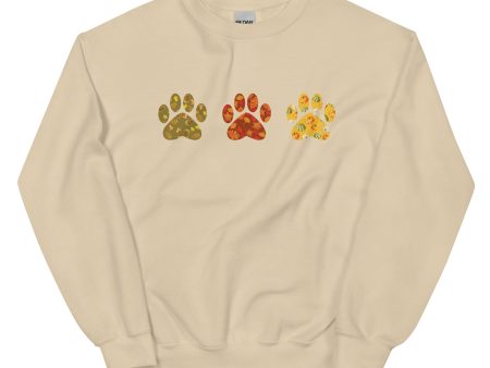 Festive Fall Paw Prints Crewneck Sweatshirt Fashion