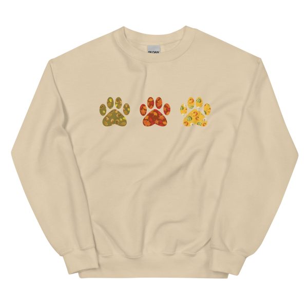 Festive Fall Paw Prints Crewneck Sweatshirt Fashion