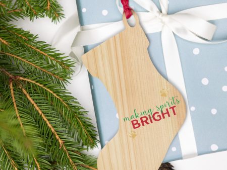 Making Spirits Bright Wooden Ornament For Sale