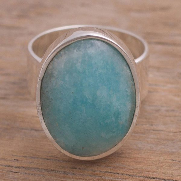 Amazonite Encounter Hand Made Peruvian Sterling Silver Amazonite Cocktail Ring For Discount