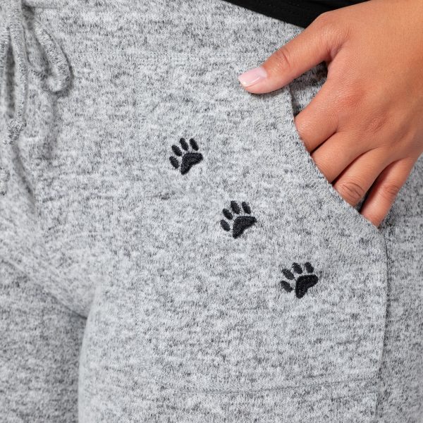 Heather Gray Paw Print Drawstring Knit Pants Hot on Sale