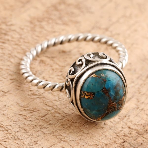 Adorable Azure Sterling Silver and Composite Turquoise Ring Discount