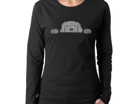 Peeking Dog  - Women s Word Art Long Sleeve T-Shirt Online now