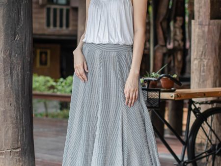 Blue Rain Striped Cotton Skirt from Thailand Supply