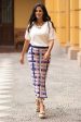 Melon Spring Hand Made Cotton Blend Knit Plaid Maxi Skirt from Peru Discount