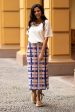 Melon Spring Hand Made Cotton Blend Knit Plaid Maxi Skirt from Peru Discount