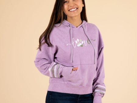 Paw Print Acid Wash Purple Hoodie For Sale